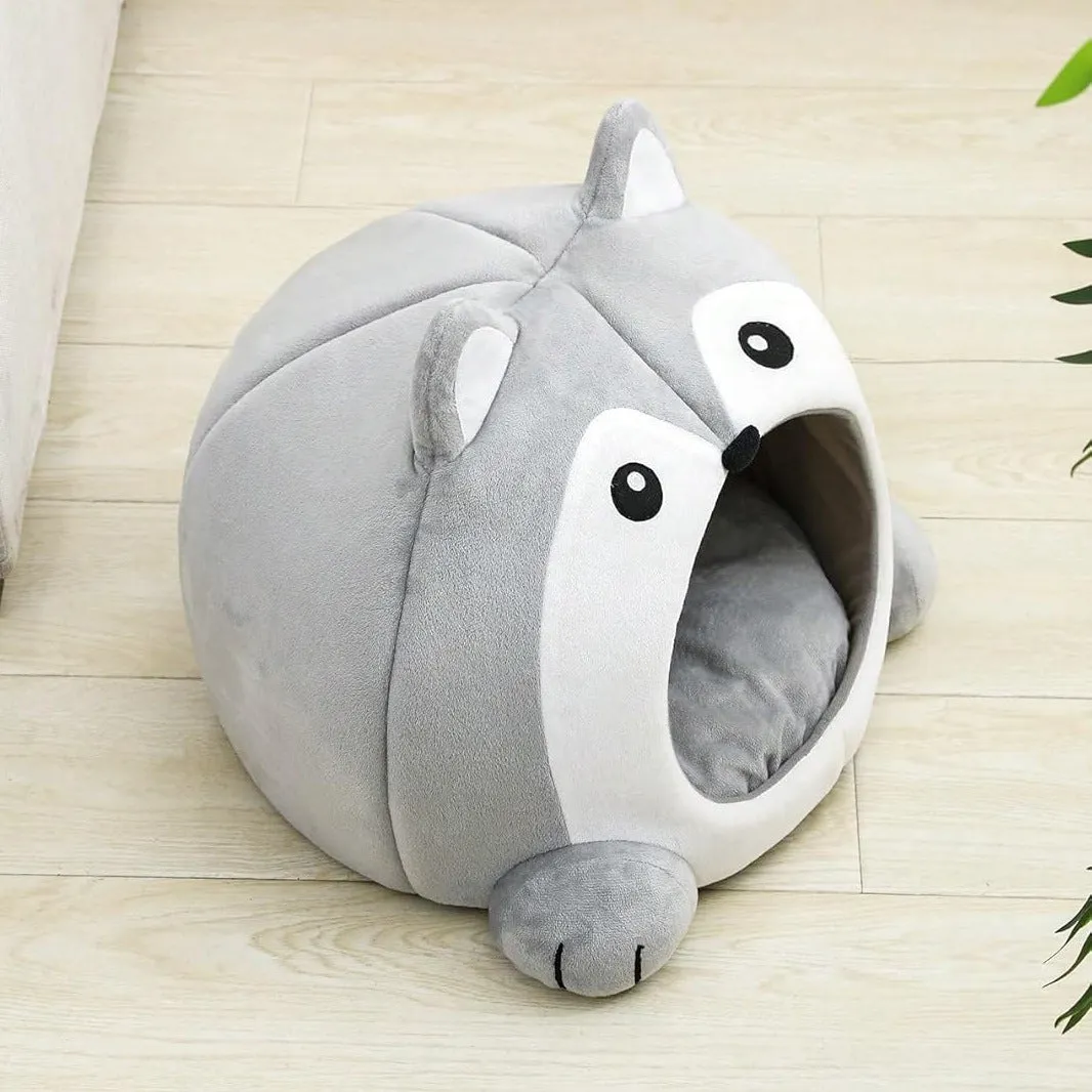 Indoor Fox-shaped Cat Bed with Hole and Removable Cushion for Dogs and Cats in Cloth Material Available in S M L Sizes Pet Cushion