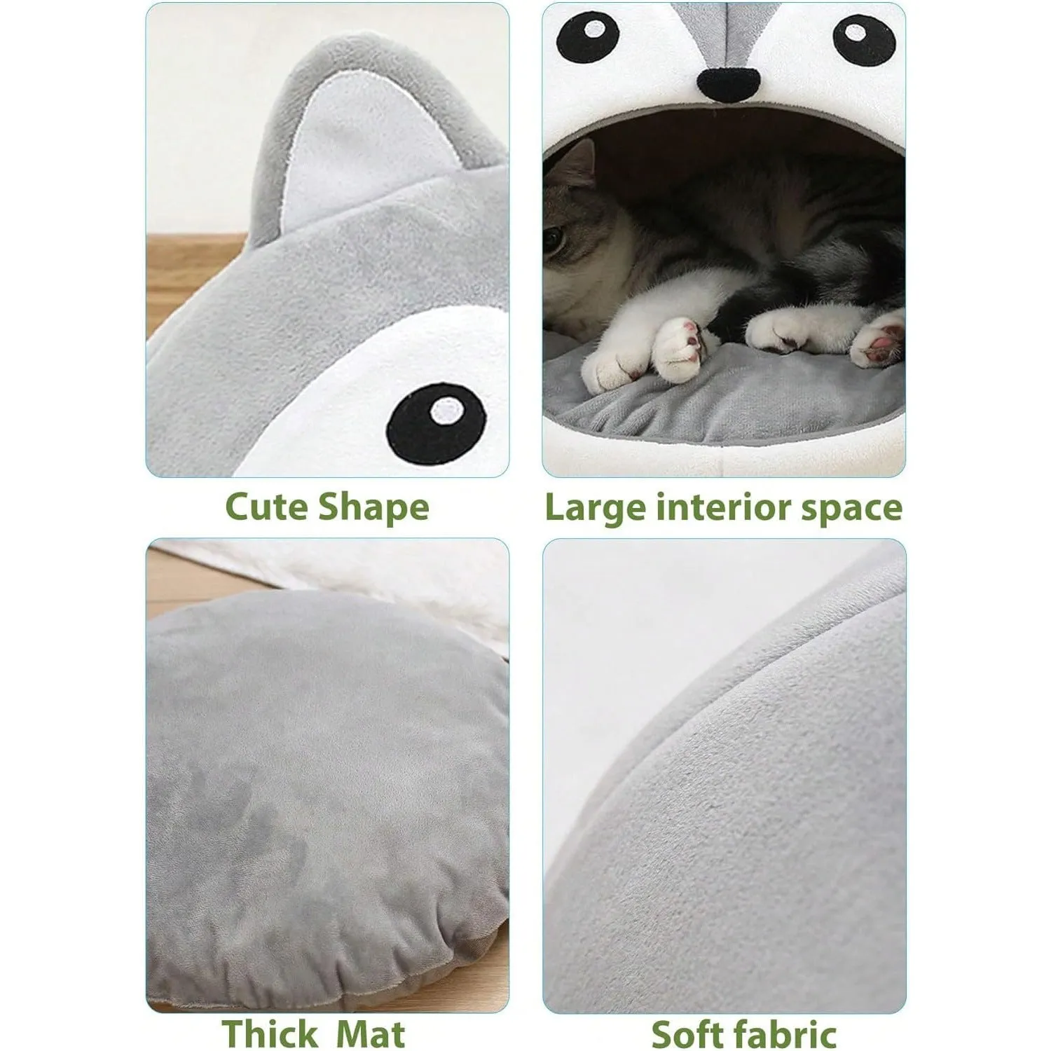 Indoor Fox-shaped Cat Bed with Hole and Removable Cushion for Dogs and Cats in Cloth Material Available in S M L Sizes Pet Cushion