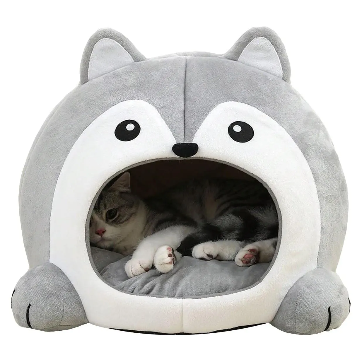 Indoor Fox-shaped Cat Bed with Hole and Removable Cushion for Dogs and Cats in Cloth Material Available in S M L Sizes Pet Cushion