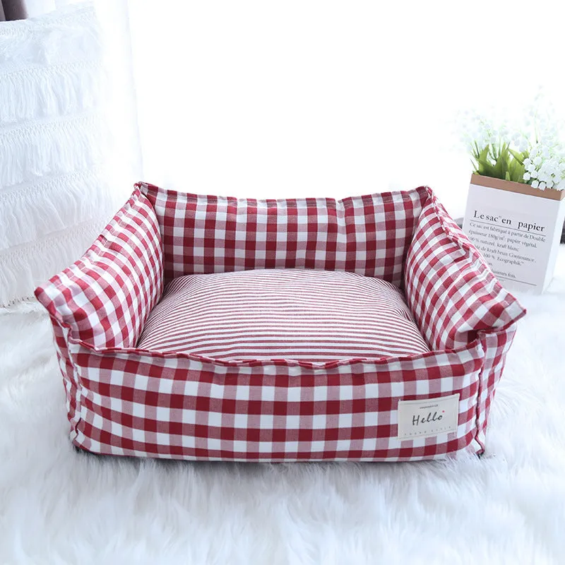 Removable washable cloth cat nest with apricot lambswool cover for small to large cats