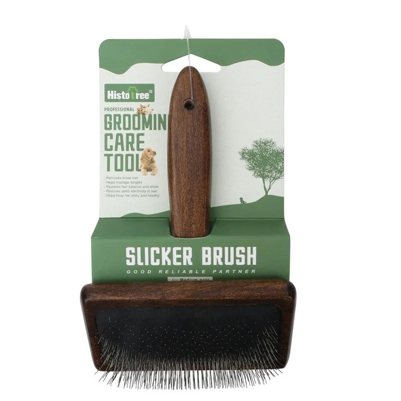 Wooden pet comb for dogs and cats hair removal brush with multiple size and material options