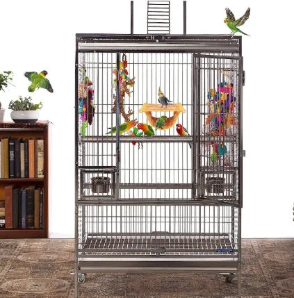 Pet hammock wooden frame gray yellow hanging cradle for small animals
