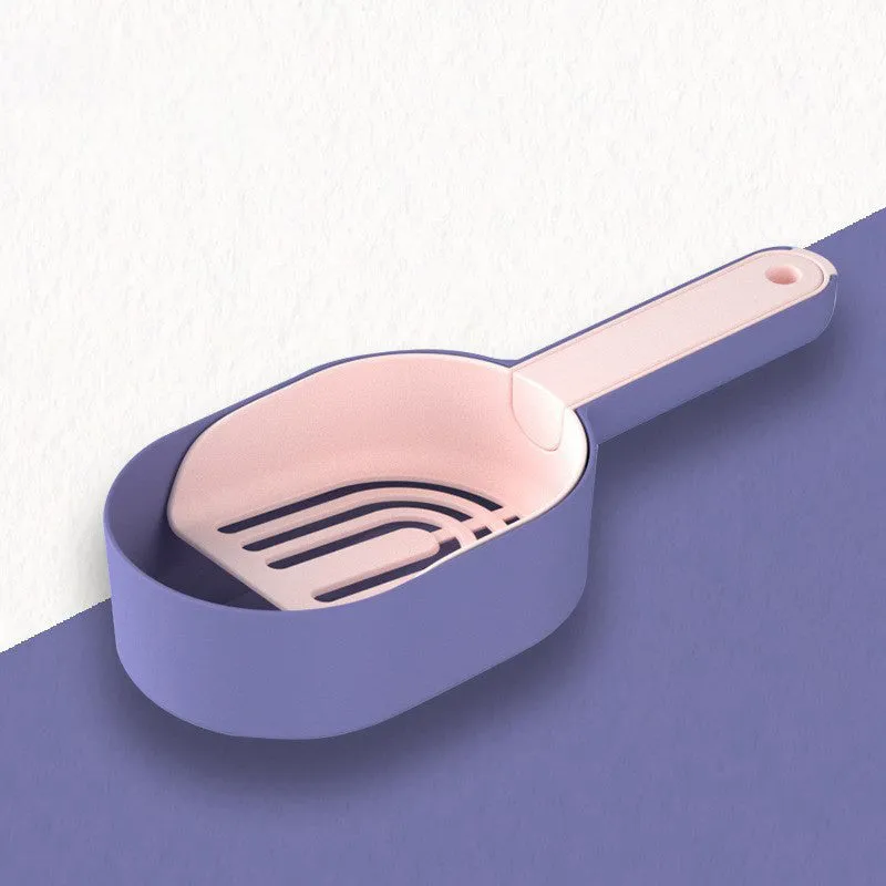 Self-cleaning cat litter scoop in blue, made from ABS material, with shovel shape for scooping clumps