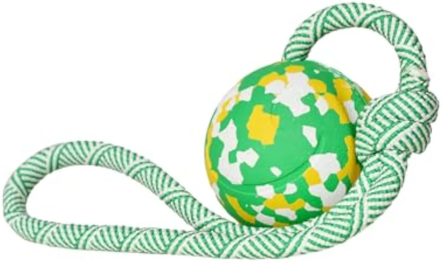 Dog ball on rope toy with natural rubber ball and nylon rope for interactive play