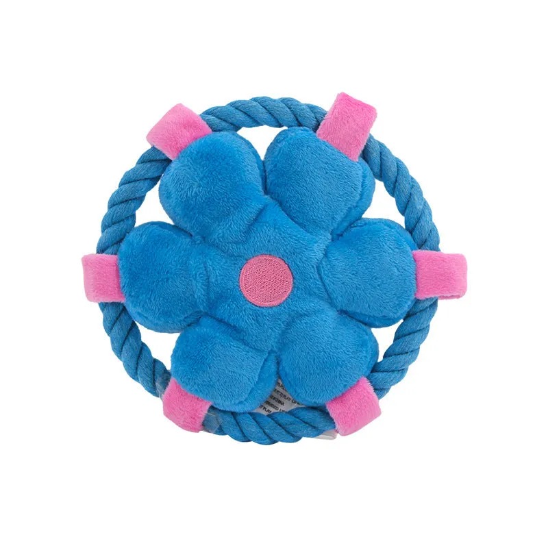 Three funny pet toy animal-shaped chew toys for dogs in blue, green, and pink colours