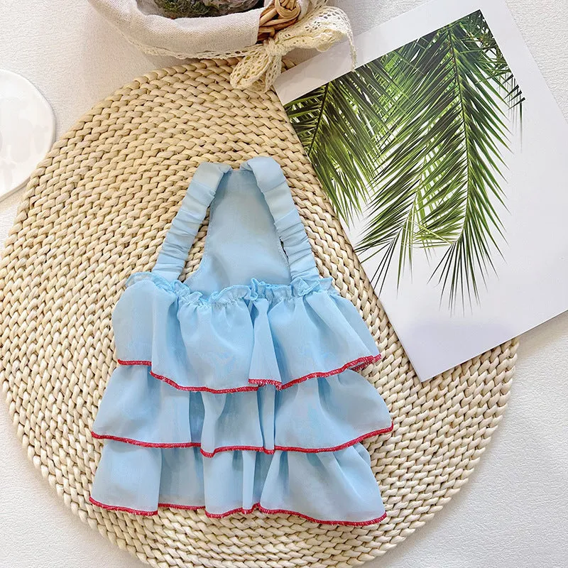 Summer thin polyester pet princess dress with cartoon print in suspender skirt style