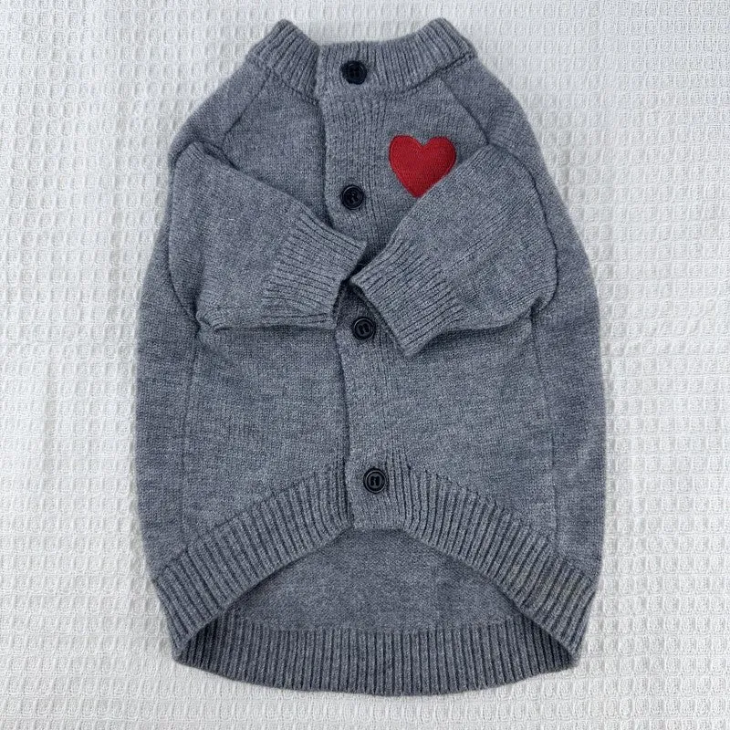 Wool pet sweater cardigan in solid colour for small to medium dogs and cats, available in three colours