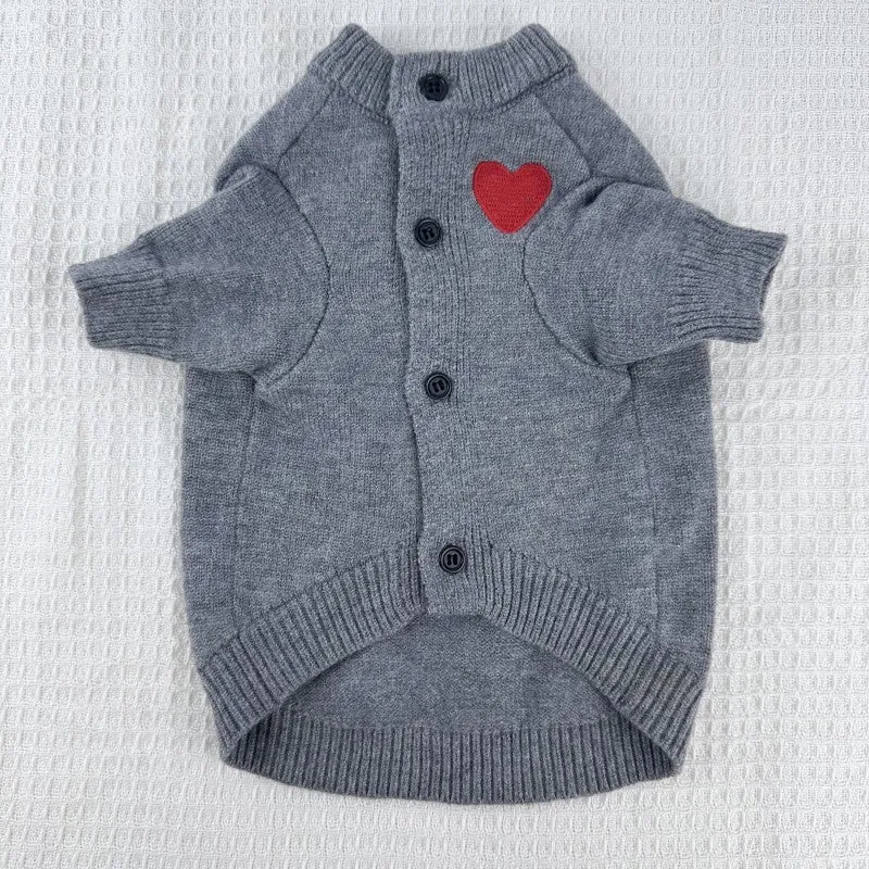 Wool pet sweater cardigan in solid colour for small to medium dogs and cats, available in three colours