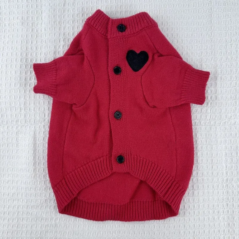 Wool pet sweater cardigan in solid colour for small to medium dogs and cats, available in three colours