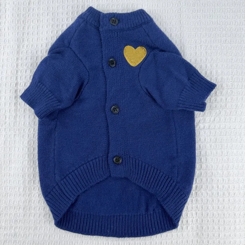 Wool pet sweater cardigan in solid colour for small to medium dogs and cats, available in three colours