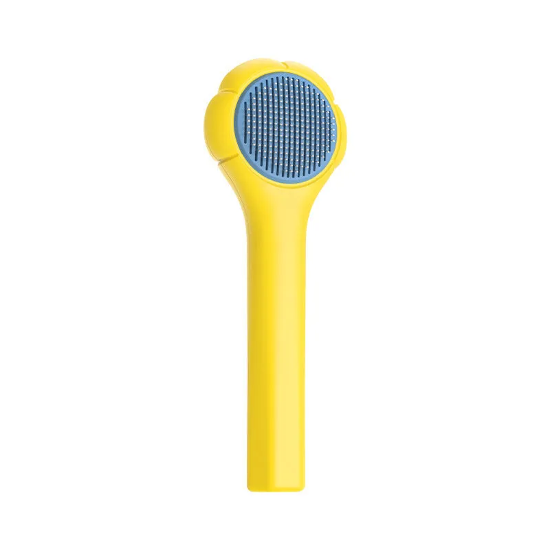 Floating comb for cats and dogs in blue with ABS handle and unembroidered steel bristles for short hair removal