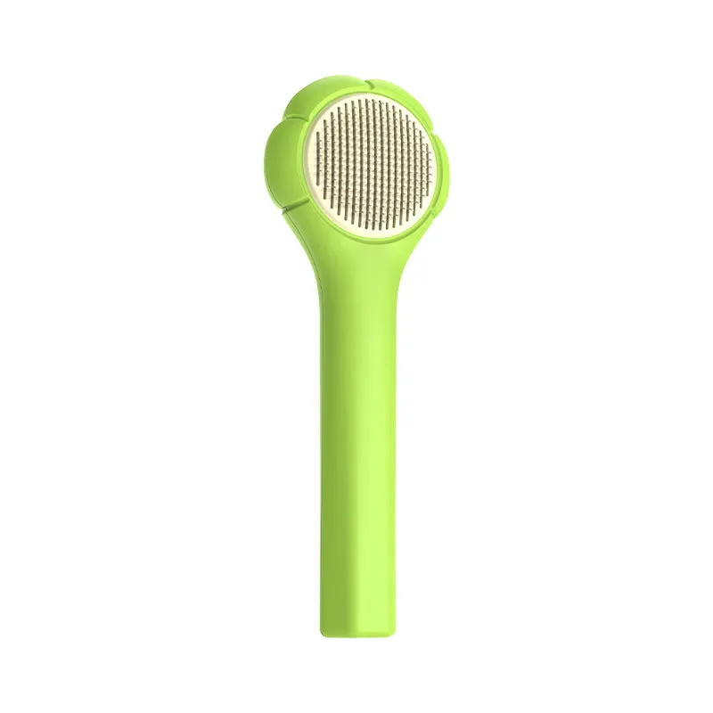 Floating comb for cats and dogs in blue with ABS handle and unembroidered steel bristles for short hair removal