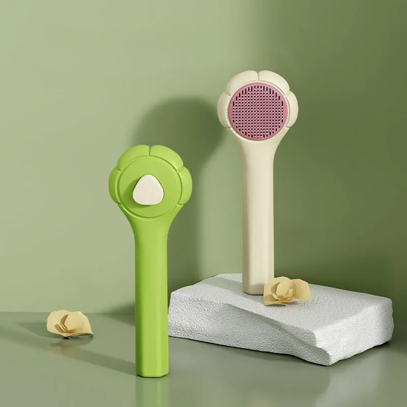 Floating comb for cats and dogs in blue with ABS handle and unembroidered steel bristles for short hair removal
