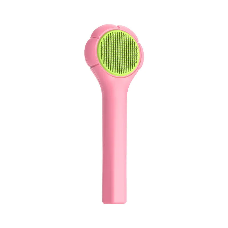 Floating comb for cats and dogs in blue with ABS handle and unembroidered steel bristles for short hair removal