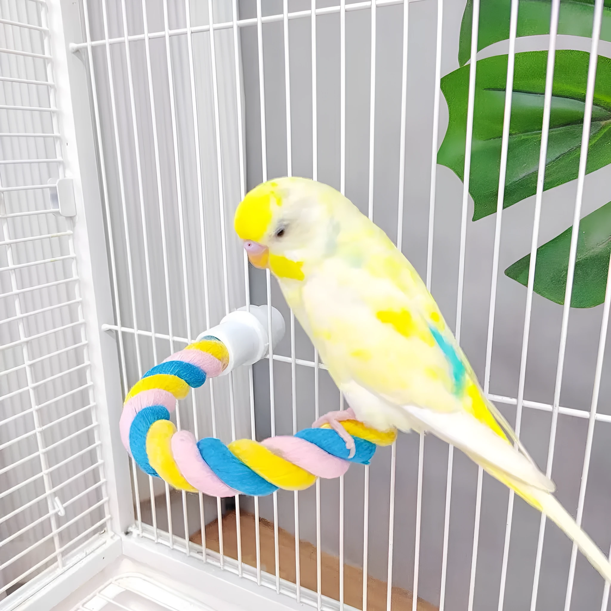 Climbing cotton string nibbling relieving stuffy toy bird for birds in S M L sizes