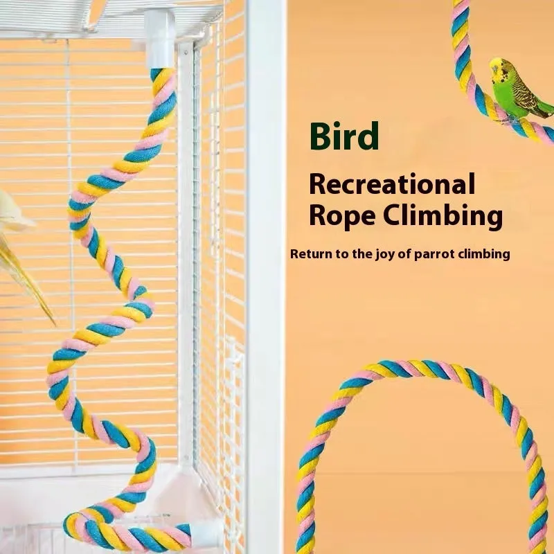 Climbing cotton string nibbling relieving stuffy toy bird for birds in S M L sizes