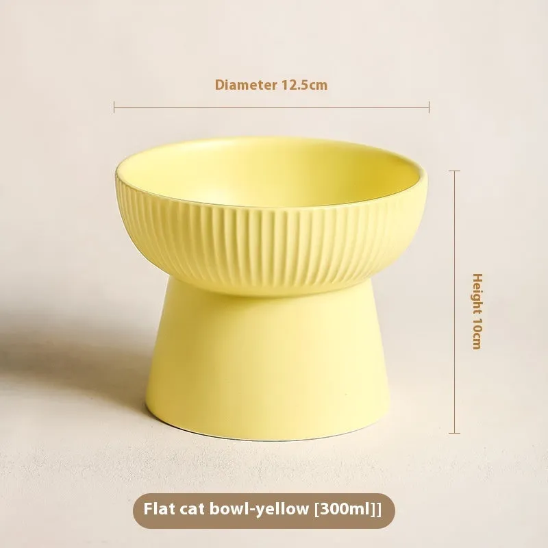 Anti-tumble pet goblet rice bowl for cats in striped oblique matte purple colourway