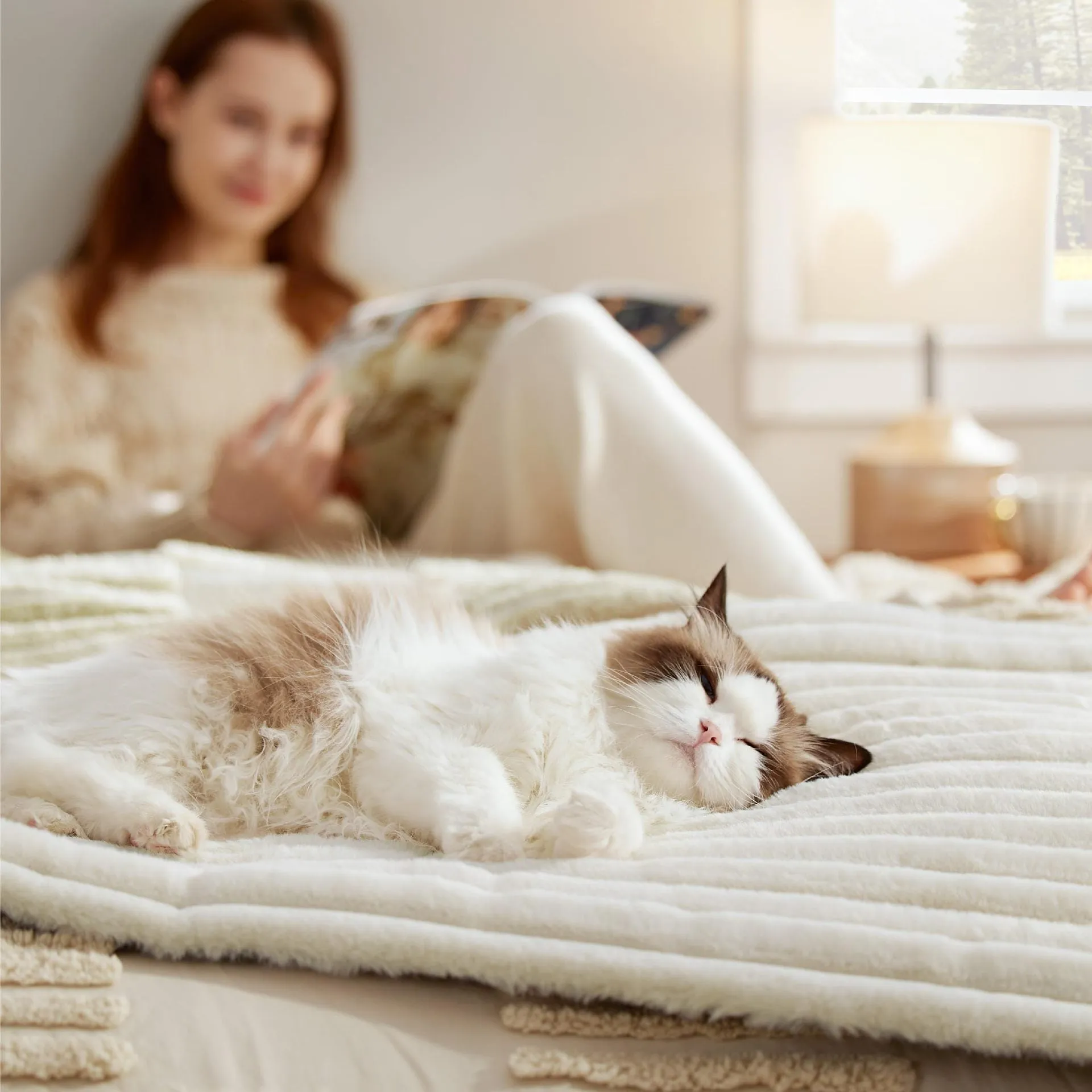 Self warming pet mat in corduroy fleece with non-slip bottom in Brown colour