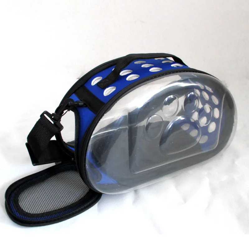 Breathable crossbody pet bag for small pets under 10 jin in solid colour with EVA and polyester fabric.
