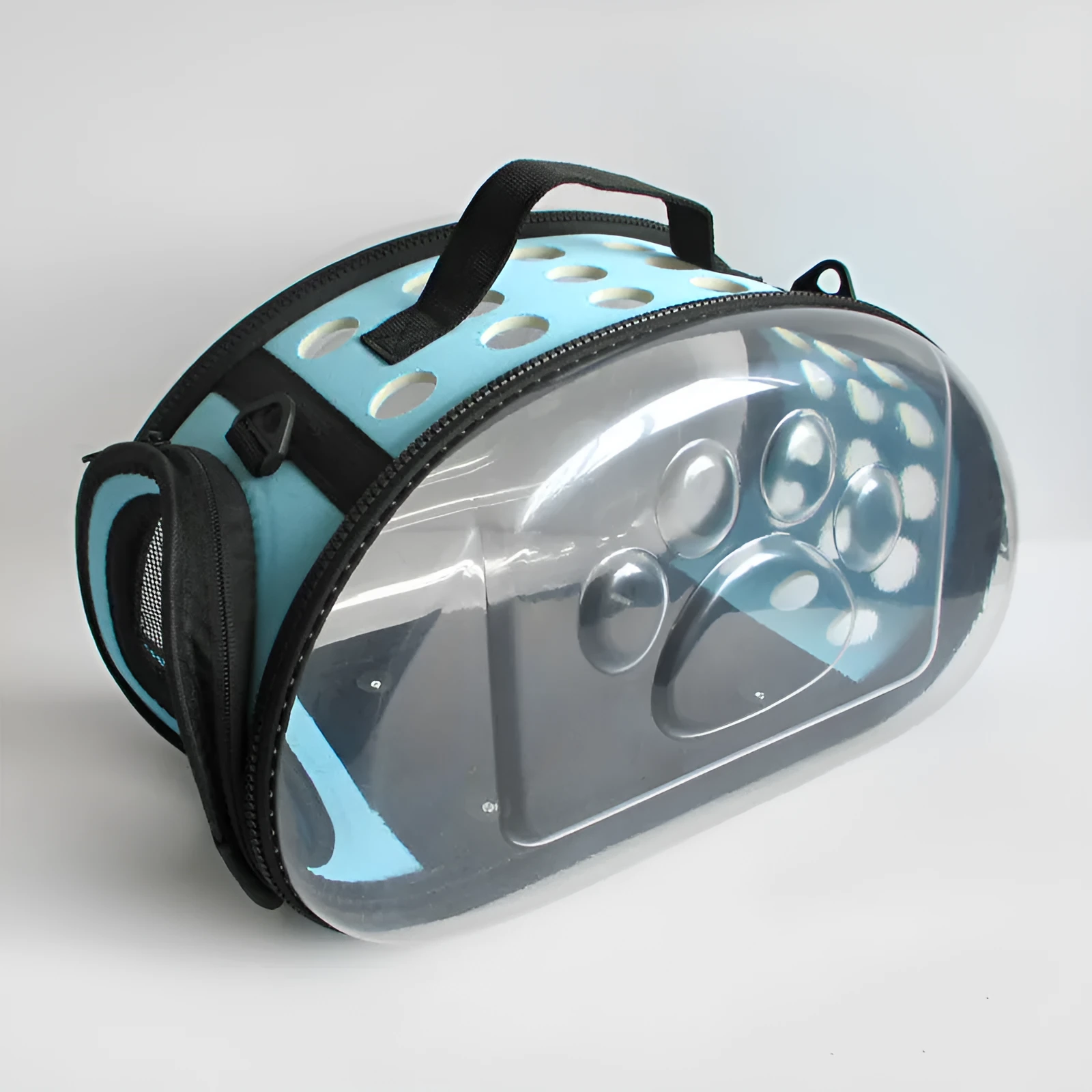 Breathable crossbody pet bag for small pets under 10 jin in solid colour with EVA and polyester fabric.