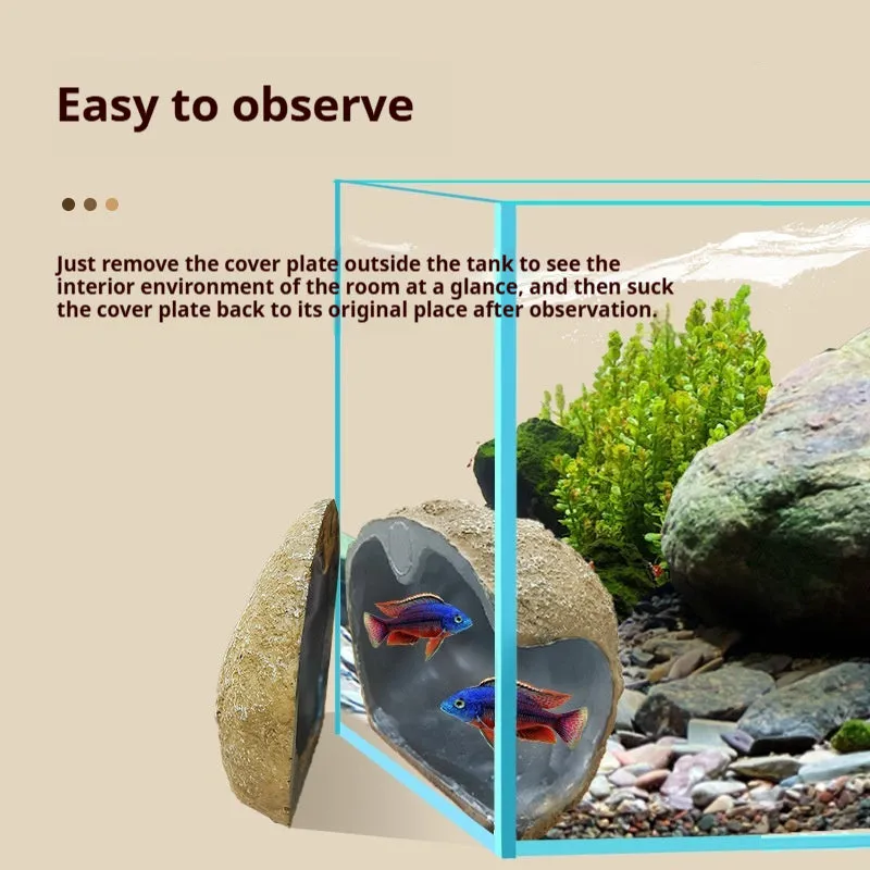 Magnetic aquarium shelter ornament for shrimp breeding and fry hiding on glass tank wall