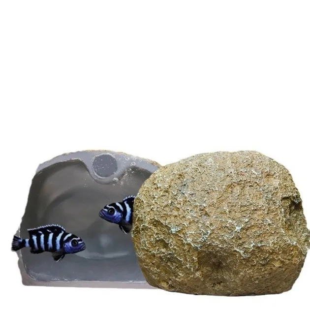 Magnetic aquarium shelter ornament for shrimp breeding and fry hiding on glass tank wall