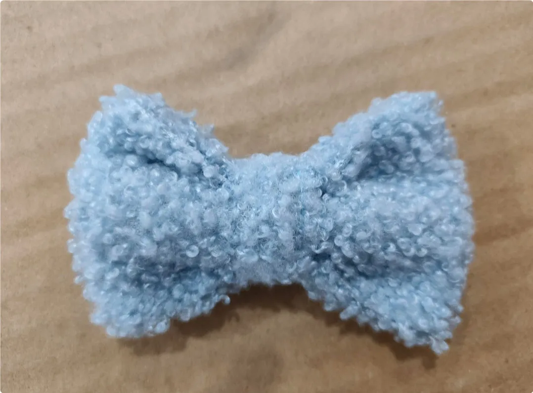 Teddy Bow decorative hair bow in size S 75x50mm polyester fabric blue