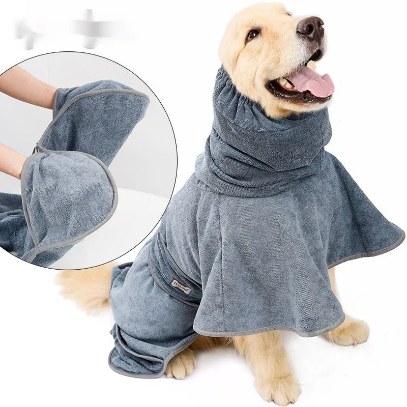 Pet cotton dog bath towel in Gray, strong water-absorbing quick-drying towel cloth, available in sizes L M XL