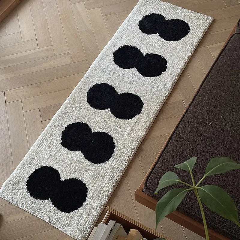 Flocking carpet 40x120cm geometric pattern non-slip absorbent polyester fibre strip mat