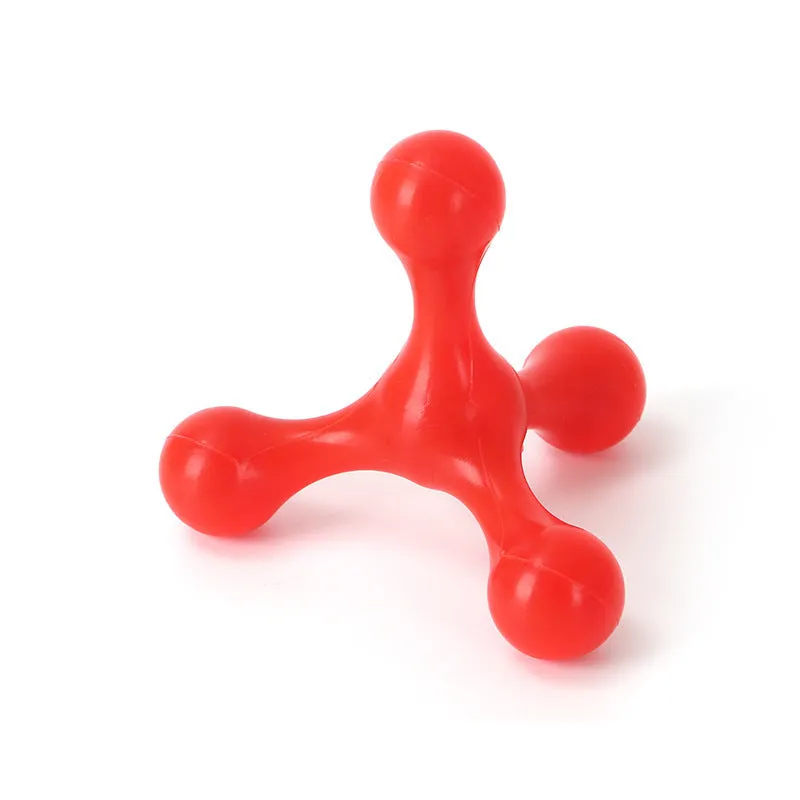 Blue silicone dog chew bone with three legs for small medium breed puppies