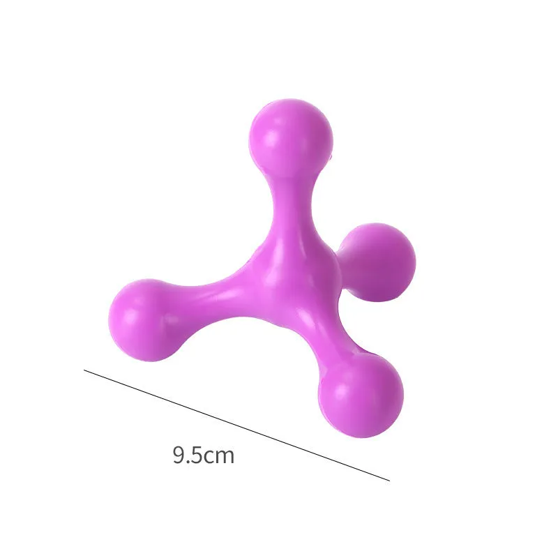 Blue silicone dog chew bone with three legs for small medium breed puppies