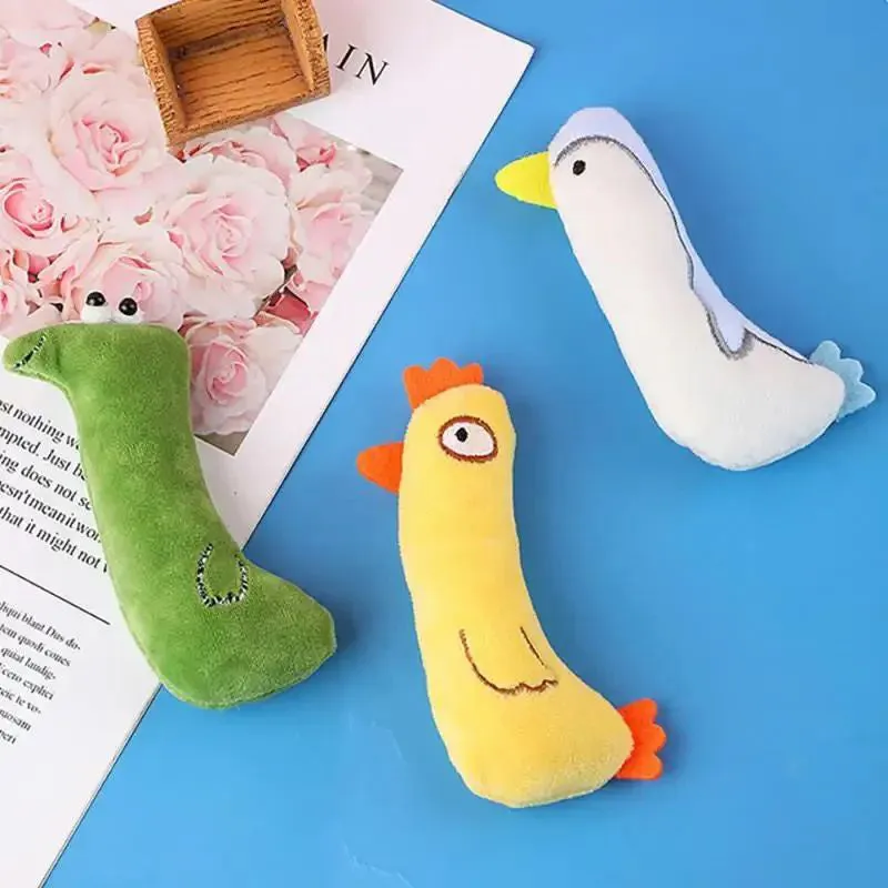 Catnip plush cat toy in Dinosaur colour with sound paper, soft plush, and PP cotton filling