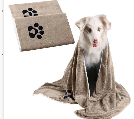 Brown ultra-fine fiber pet towel for dogs, water absorbing and quick drying, size 35x75cm