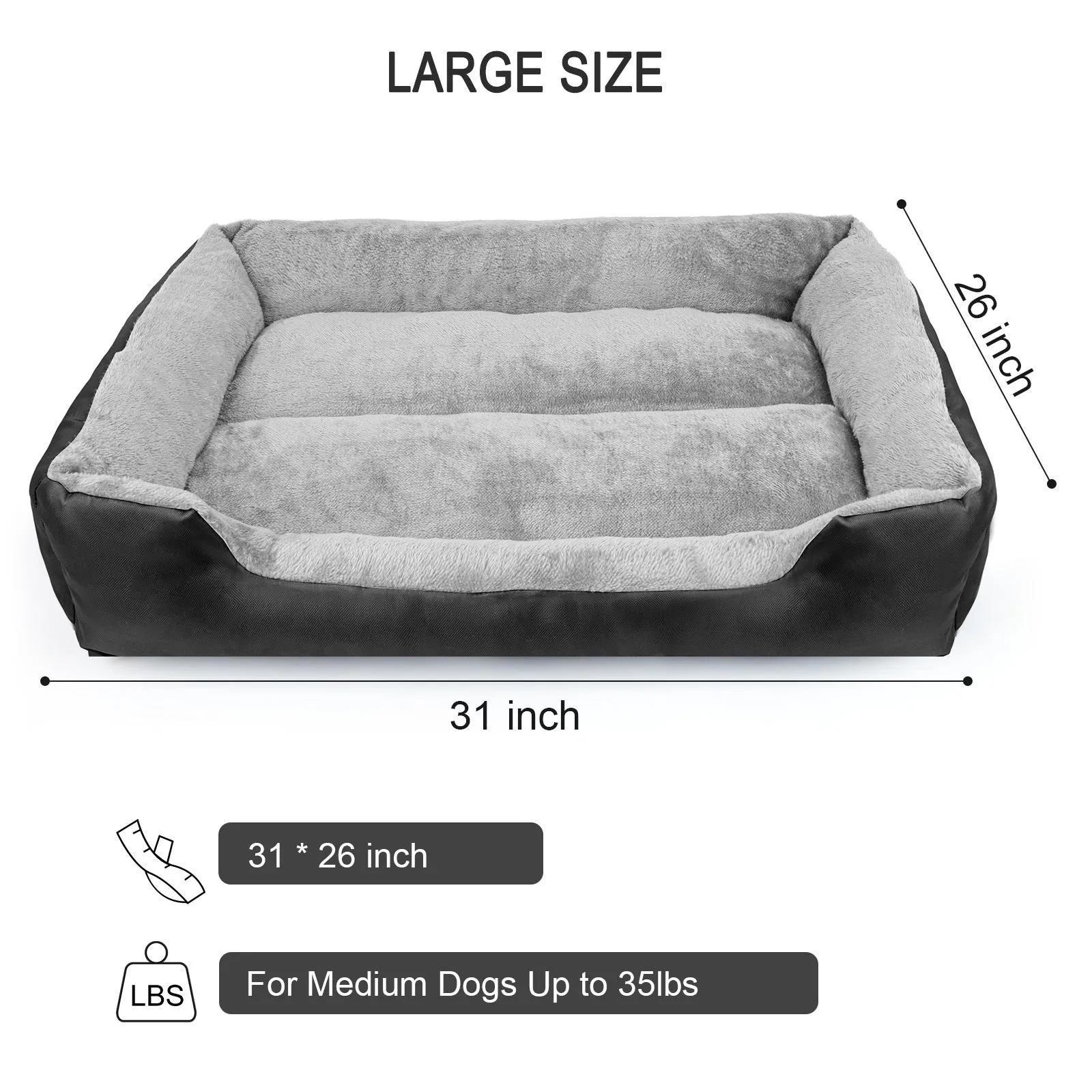 Black cloth pet nest dog bed for medium to large dogs, 2XL size 110x84x16cm