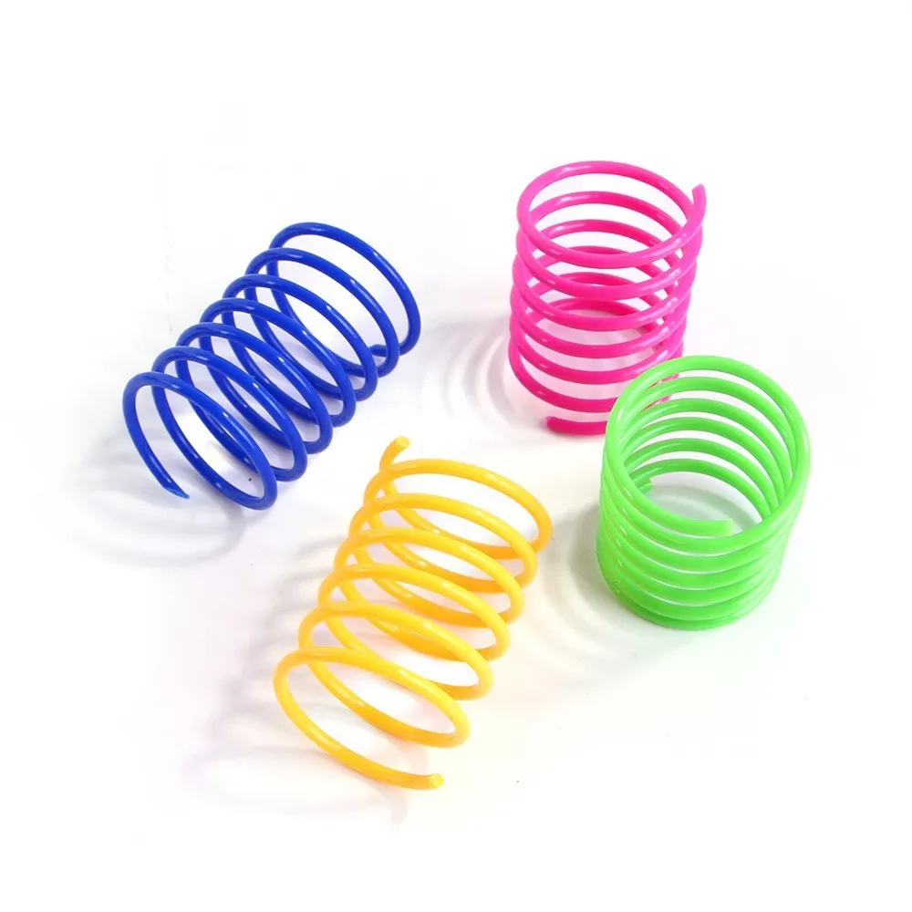 Mixed colour plastic self-beating cat spring toy 5.5cm bite-resistant for interactive play