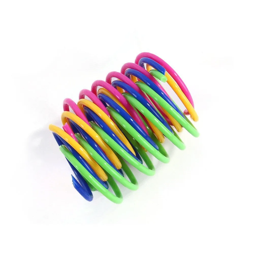 Mixed colour plastic self-beating cat spring toy 5.5cm bite-resistant for interactive play