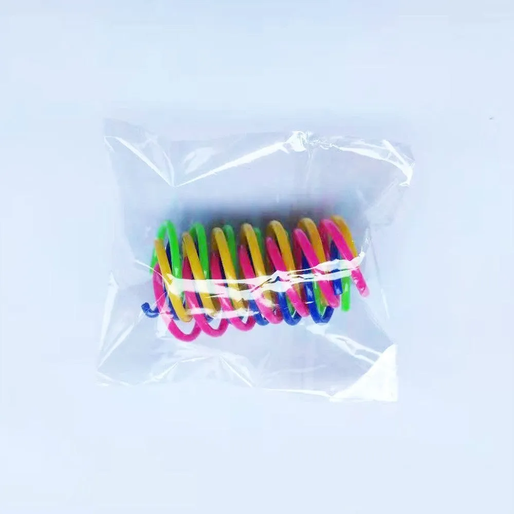 Mixed colour plastic self-beating cat spring toy 5.5cm bite-resistant for interactive play