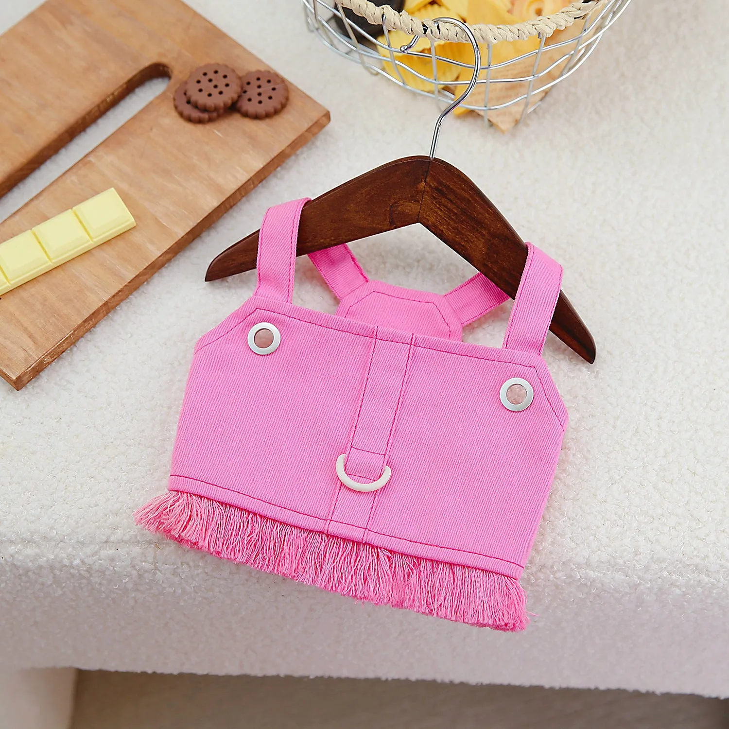 Cotton dog vest in Rose Red with traction chest back loop for leash attachment, size M