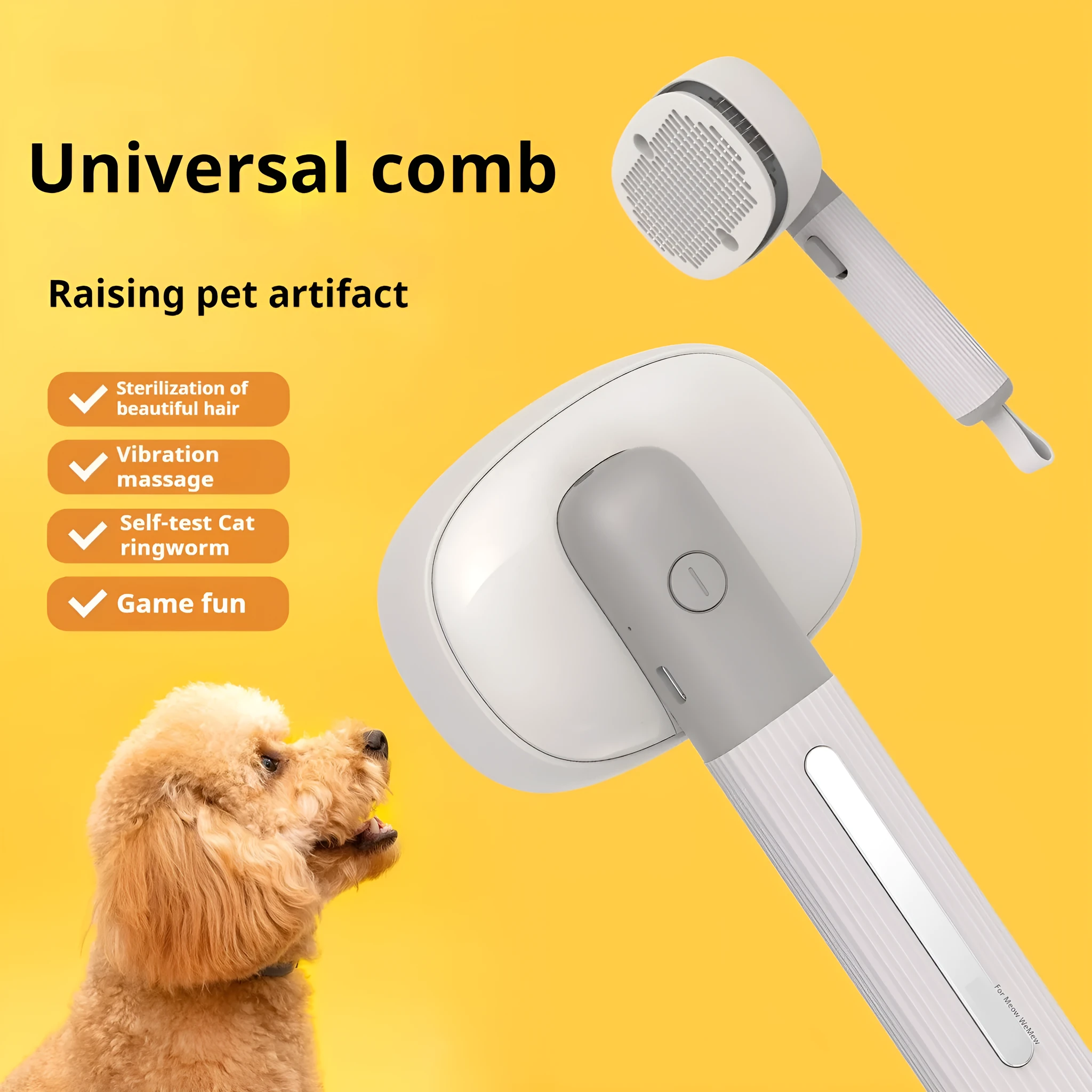 Pet comb for cats and dogs with negative ion, floating hair, electric massage, USB charging, ABS plastic