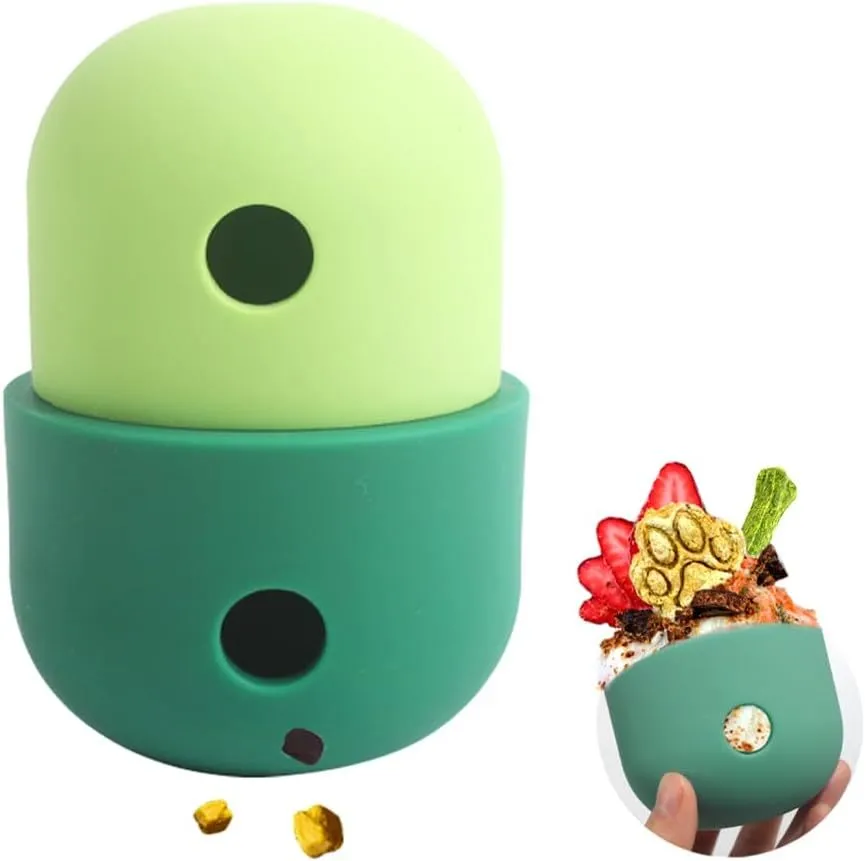 Food-grade silicone dog treat puzzle toy in two-tone colours for small and medium dogs