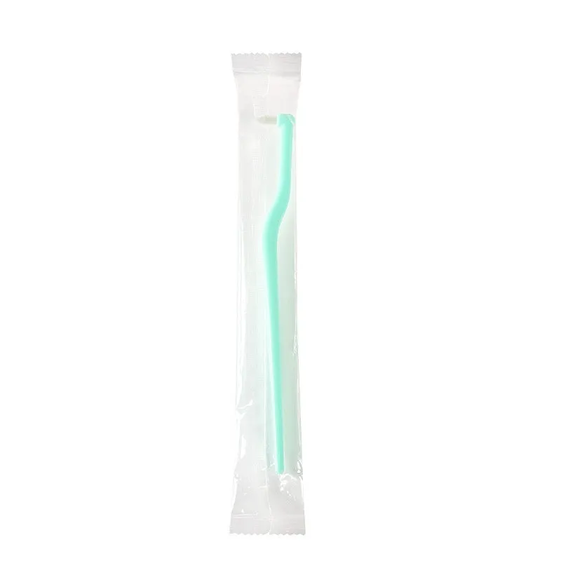 Pet orthodontic toothbrush with soft bristles in multiple colours including red, blue, green, yellow for cleaning dog and cat teeth