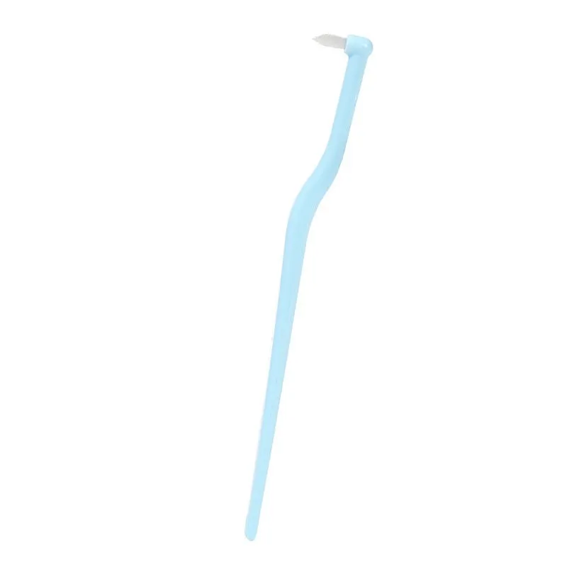 Pet orthodontic toothbrush with soft bristles in multiple colours including red, blue, green, yellow for cleaning dog and cat teeth