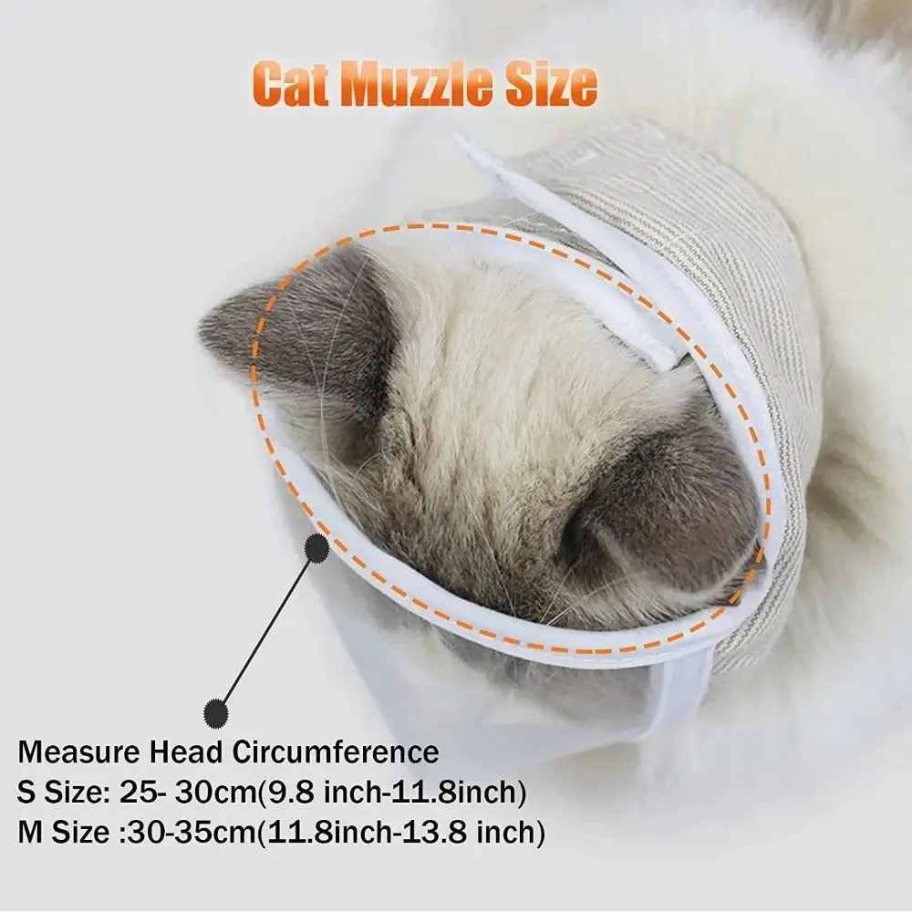 Clear cotton and PVC cat muzzle for anti bite grooming with adjustable strap