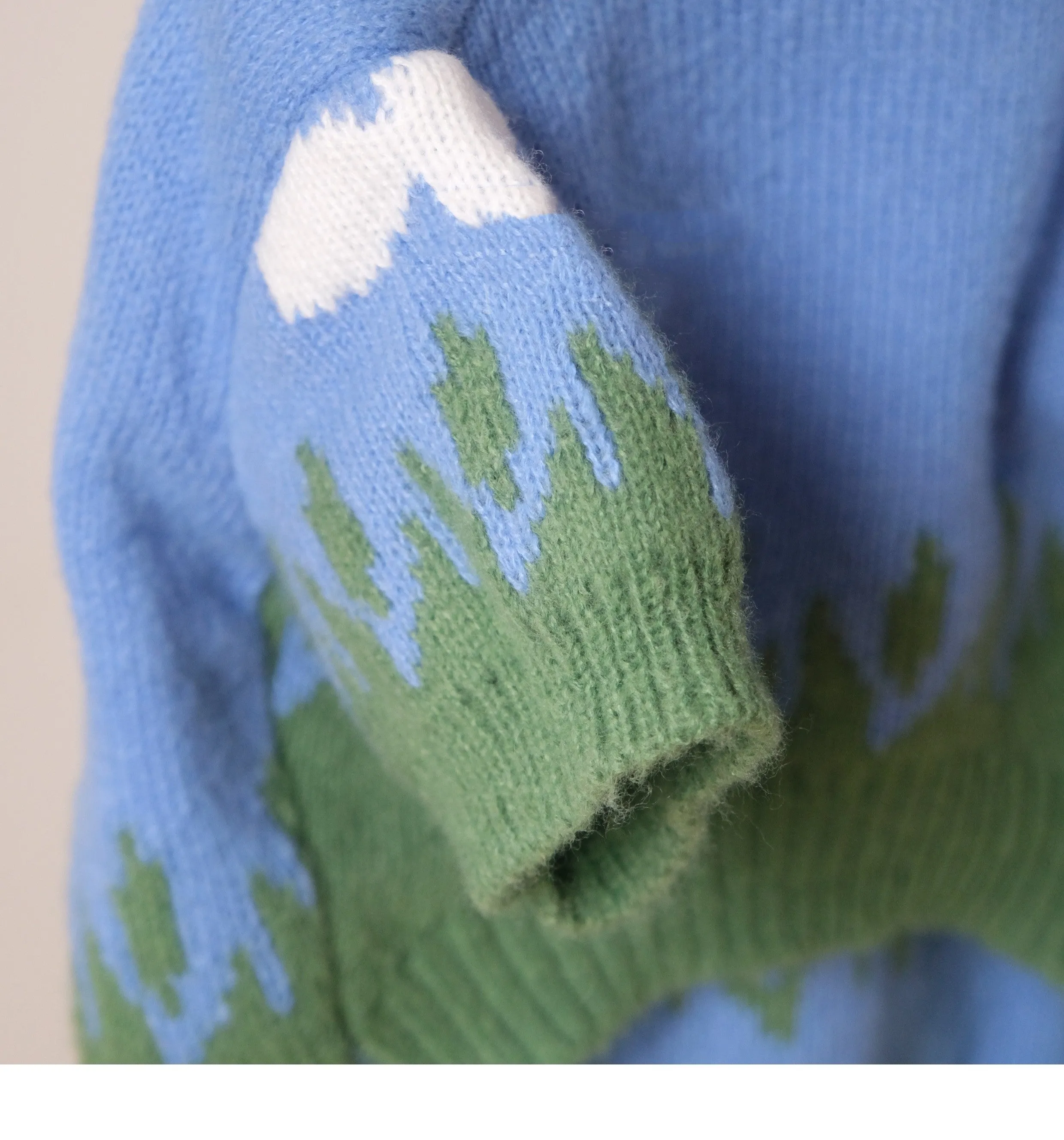 Warm Clouds crew neck pullover dog sweater in blue sky and white clouds colour