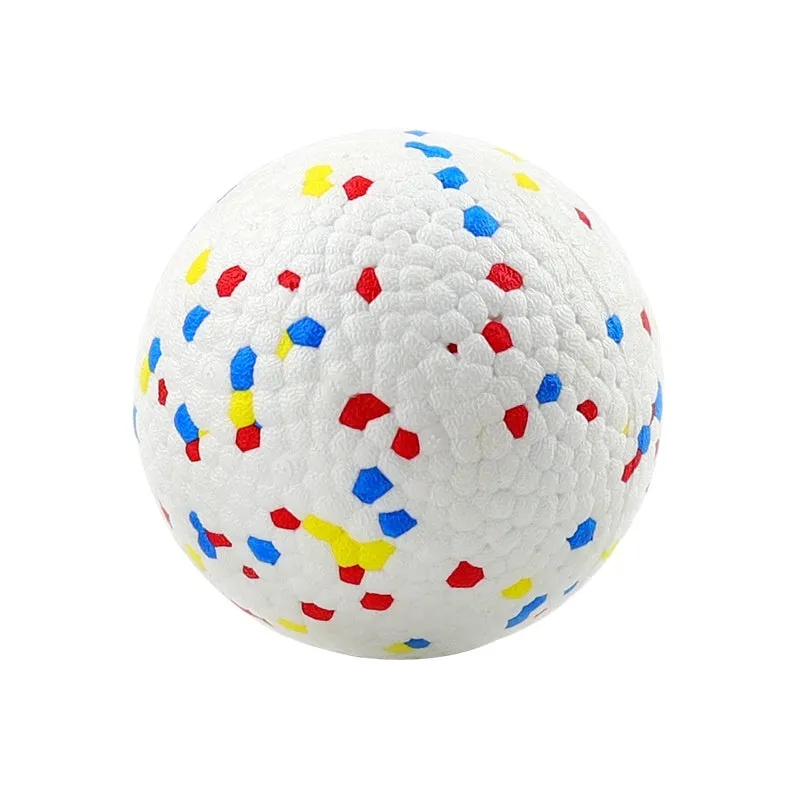 Colourful woven plastic pet toy ball with bell in rainbow colour, 6.5cm size