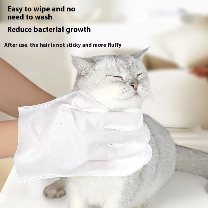 Pack of six pet wipes gloves for dogs, non-woven fabric, pink UK bag, wash-free deodorising dry cleaning