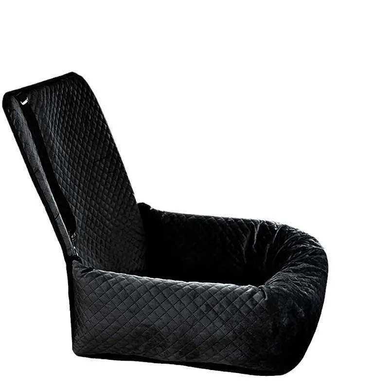 Black breathable pet car hanging bag with waterproof seat cushion, compressed size 44x58x6cm