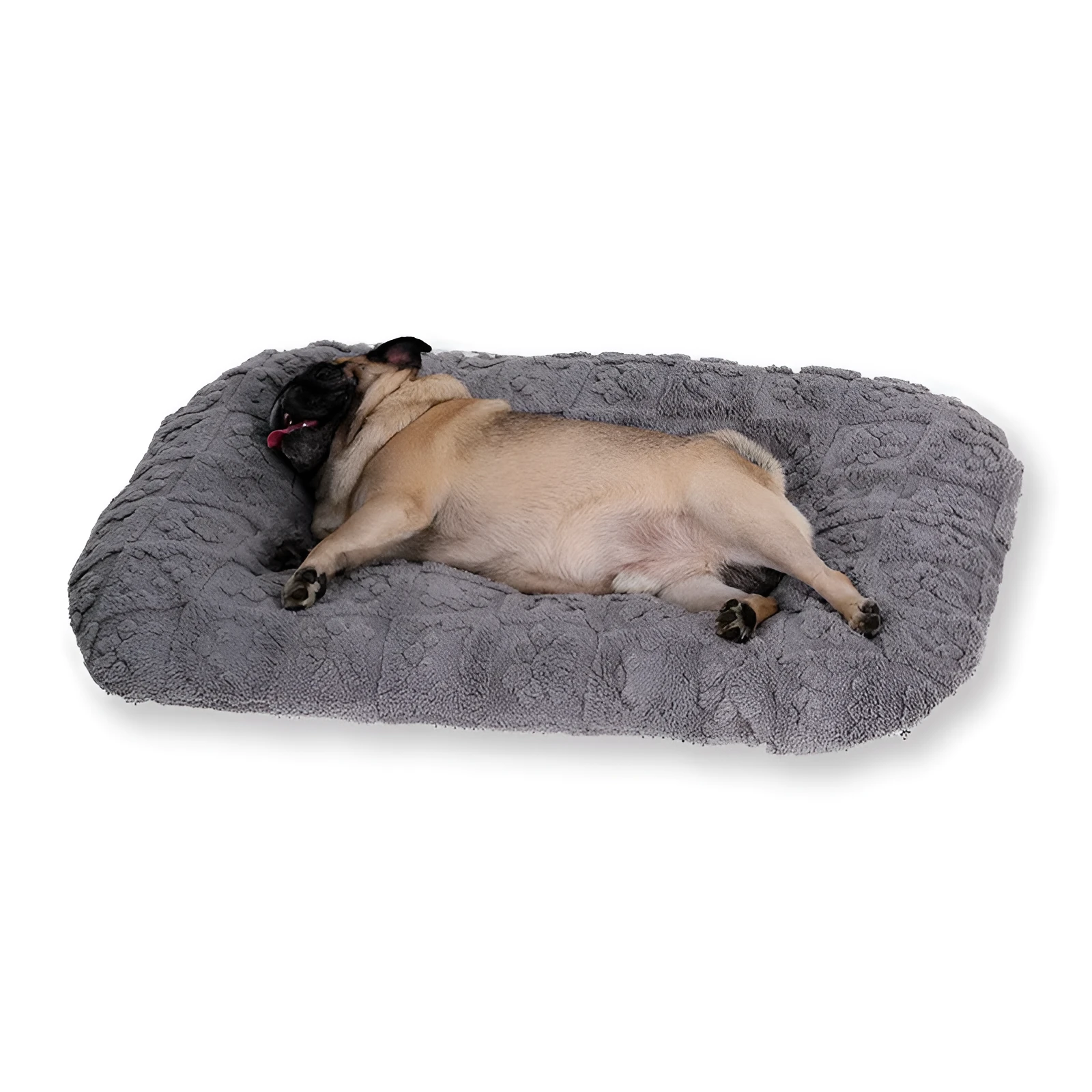 Flannel pet bed in gray colour, soft plush sofa style for dogs and cats