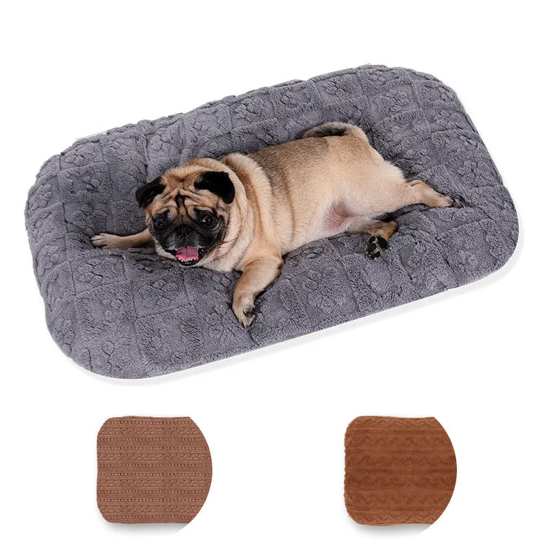 Flannel pet bed in gray colour, soft plush sofa style for dogs and cats