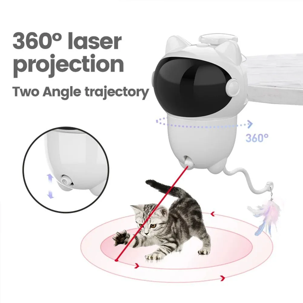 White ABS intelligent cat laser toy with automatic random moving red dot and strong screw mount